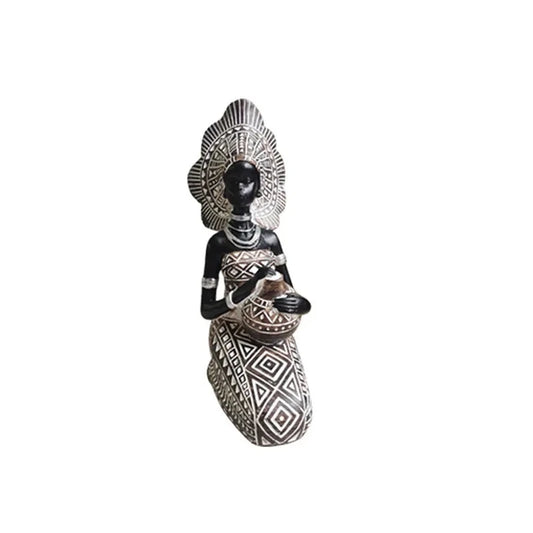 Figurine Femme Africaine - Assise 20.5 cm