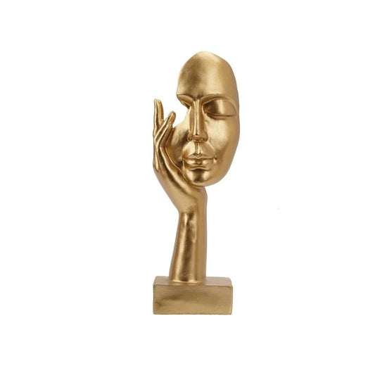 Figurine Visage Penseur Or 25 cm