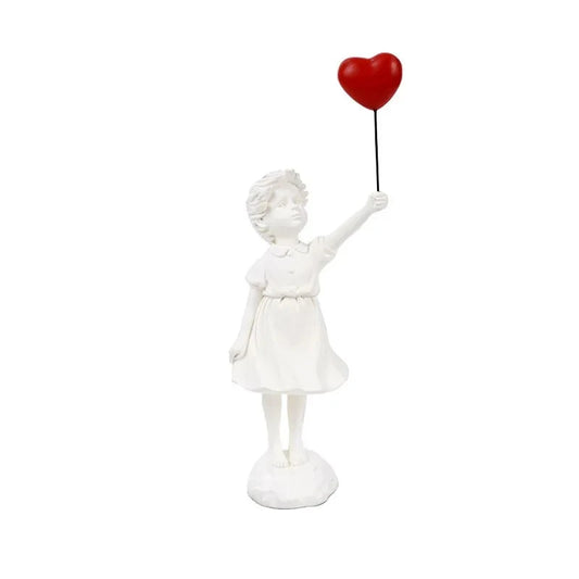 Figurine Banksy Sculpture "Heart Girl" blanc