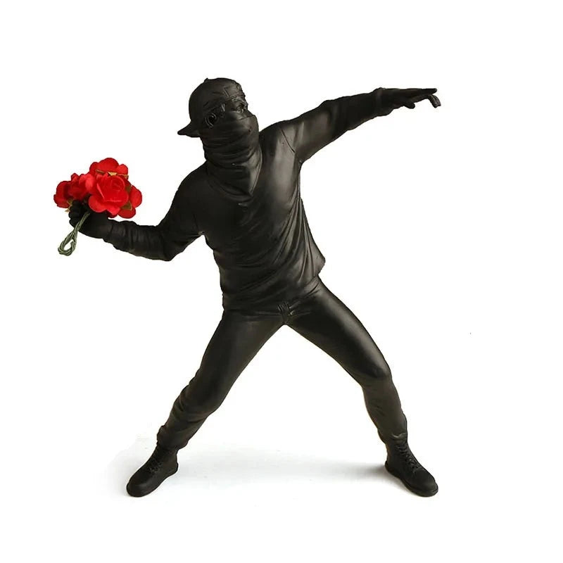 Figurine Banksy Sculpture "Flower thrower" noir