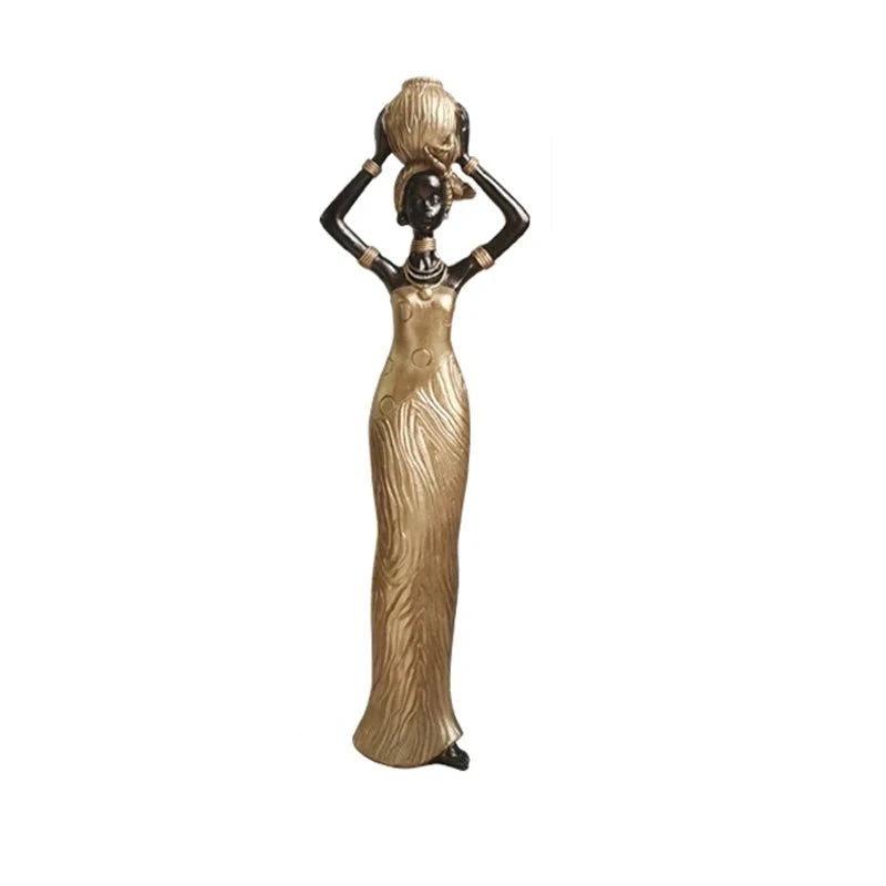 Figurine Femme Africaine - Debout Or 34 cm