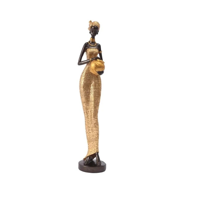 Figurine Femme Africaine - Foulard Or 41.5 cm