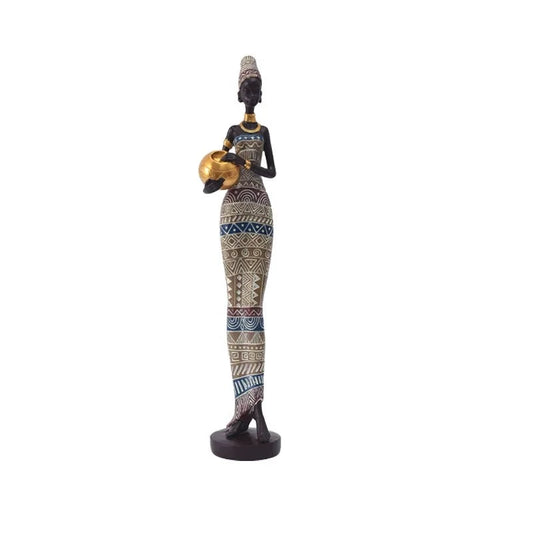 Figurine Femme Africaine - Chapeau 42 cm