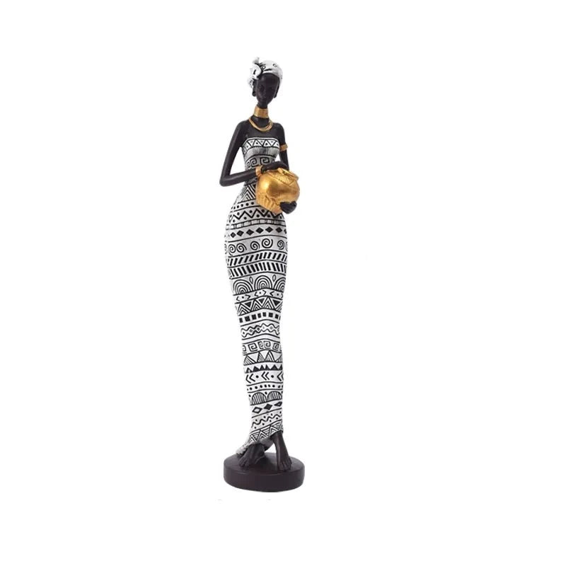 Figurine Femme Africaine - Foulard Blanc 41.5 cm